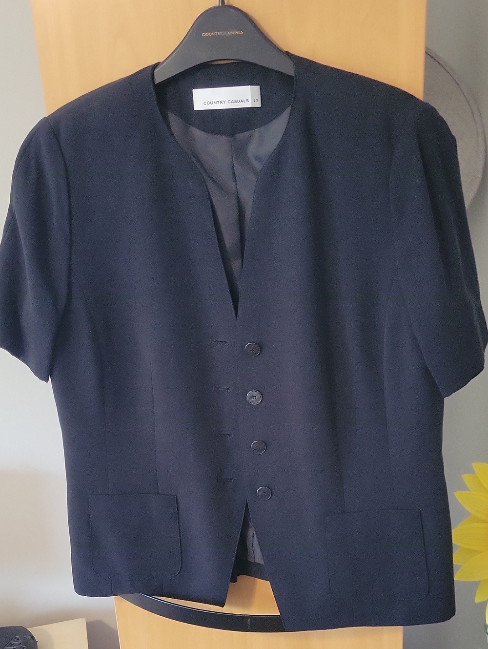 Women's Navy Short-Sleeve Blazer